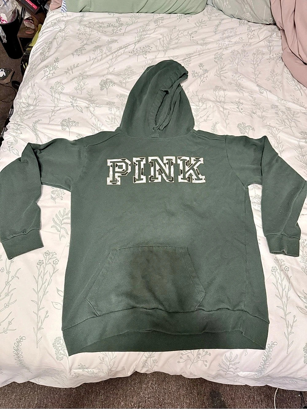 PINK Graphic Hoodie in Green